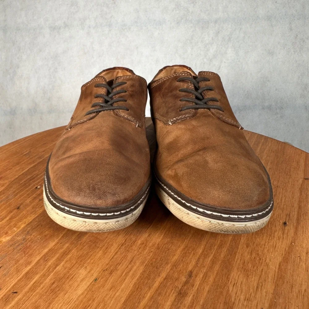 Johnston & Murphy McGuffey Derby Mens 9.5 Brown Good Nubuck Plain Toe Shoes